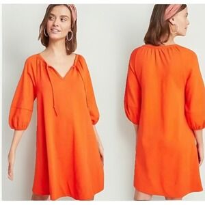 Anthropologie Anais Orange Tunic Dress Size Small Preppy Feminine Bold Spring